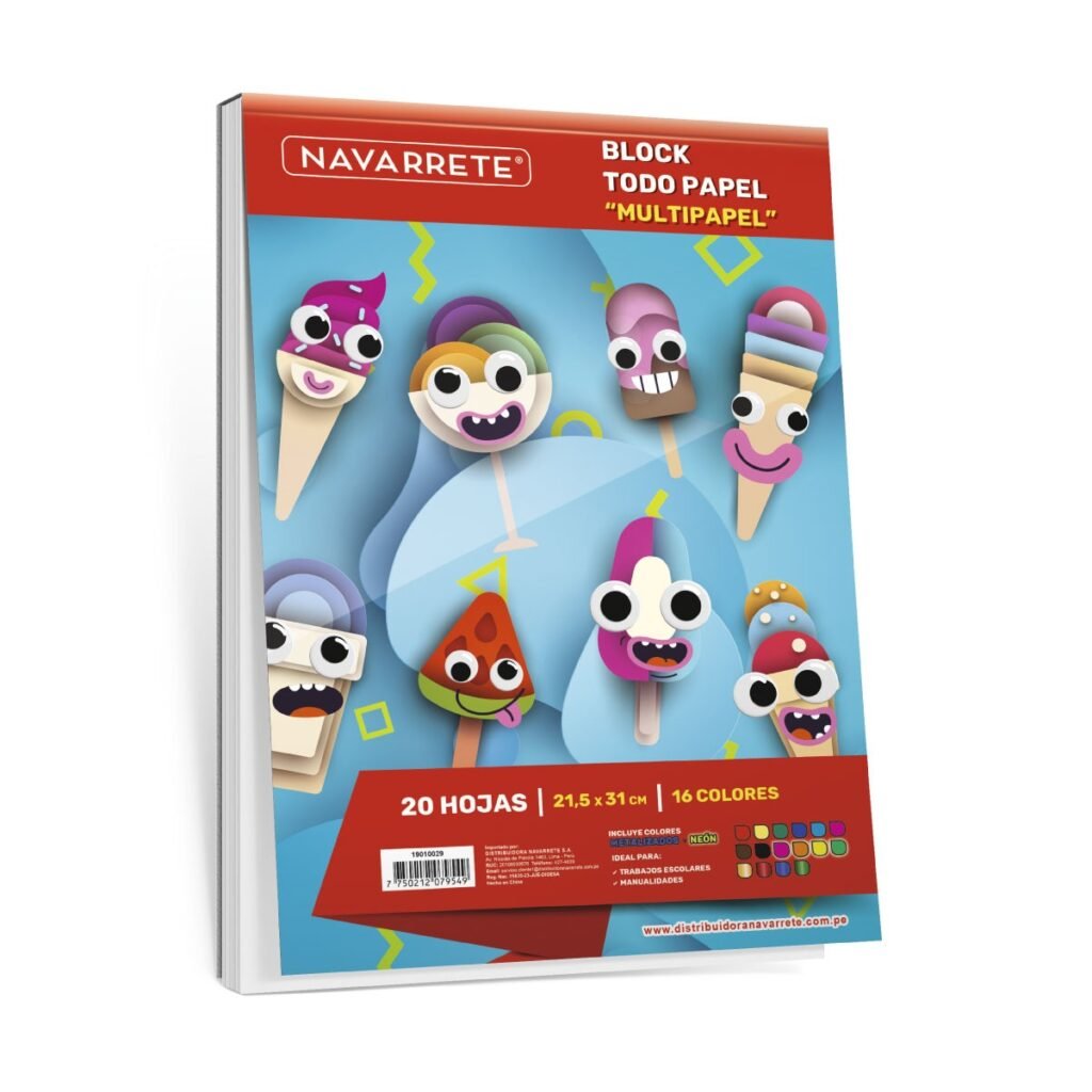 Block todo papel multipapel x20 hojas para tareas y dibujo