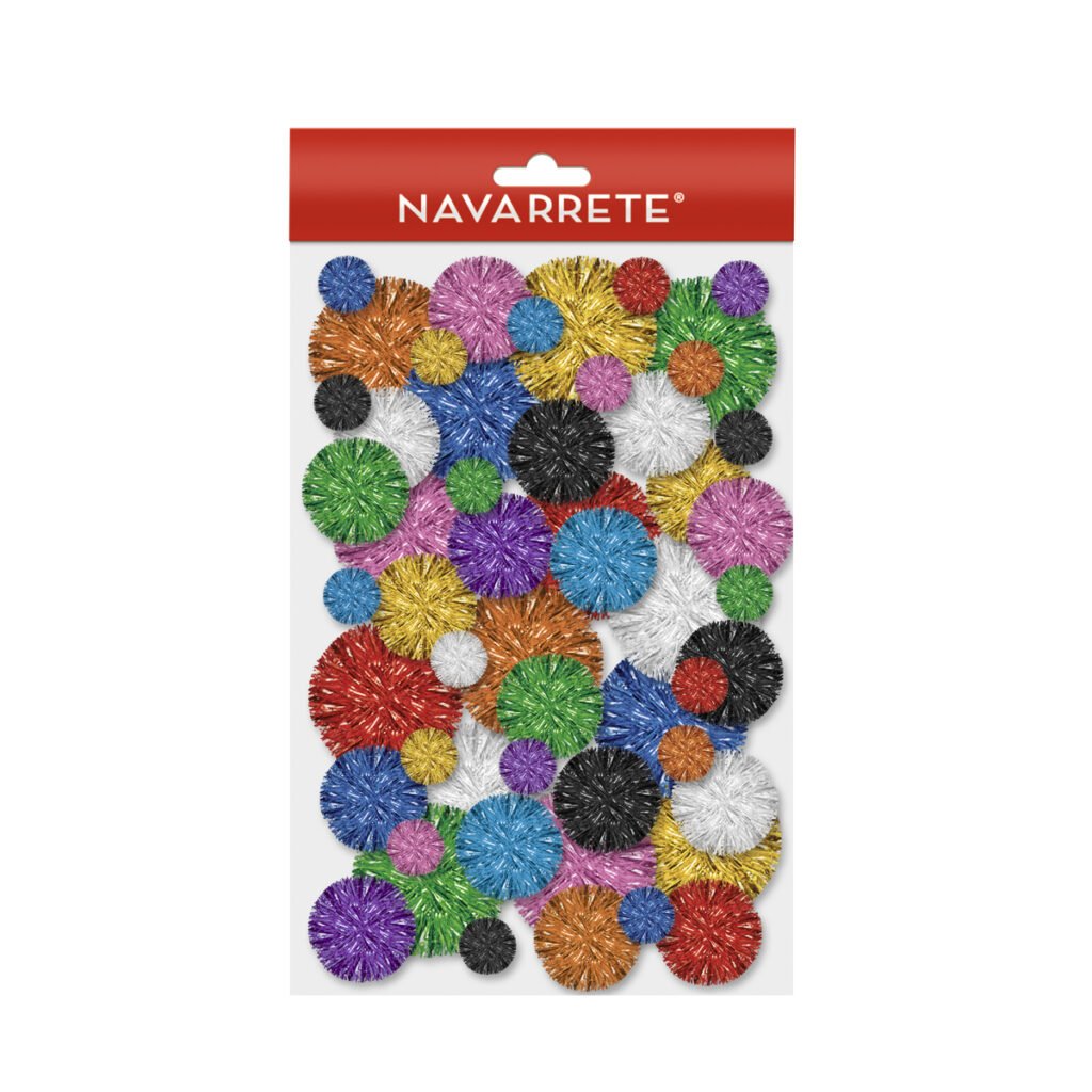 pom pom brillante tamaño surtido bolsa x95 para manualidades y decoración