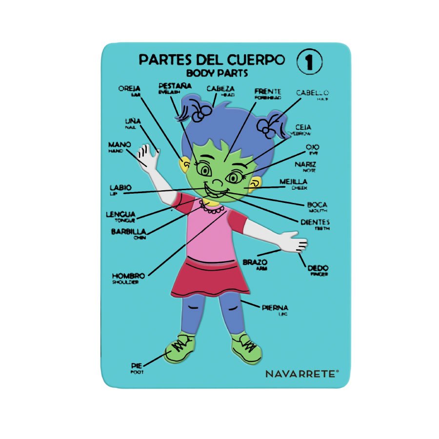 Partes del cuerpo niña didáctico en goma EVA para aprendizaje infantil