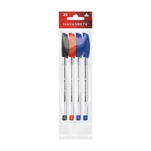 Bolígrafo ZX Clear Ball x4 unidades – tinta azul, roja y negra