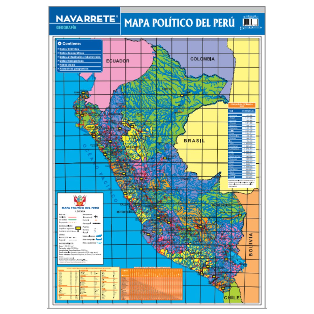 LÁMINA MURAL MAPA POLITICO DEL PERÚ