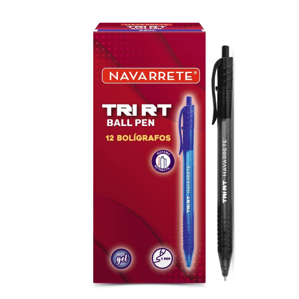 Bolígrafo TRI RT Ball Pen 1.0mm negro en caja de 12 unidades