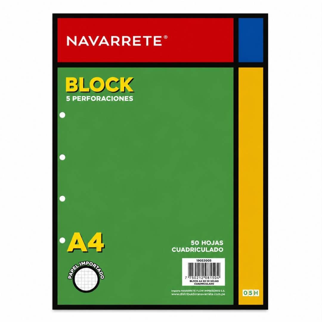 BLOCK CUADRICULADO 5 PERFORACIONES 50HJS