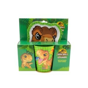SET PLATO FORMA C/ VASO JURASSIC KIDS - 703797