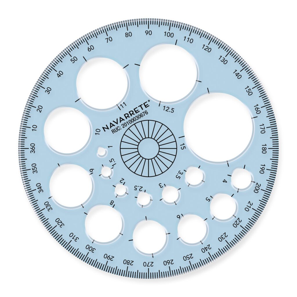 Regla circular para dibujo técnico con plantilla de círculos