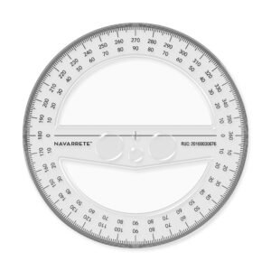 Transportador 360 grados cristal 15 cm para dibujo técnico
