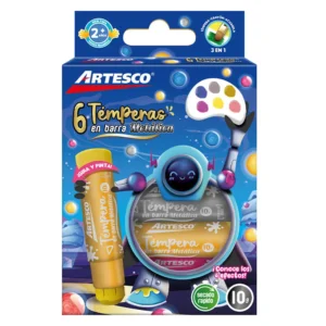 Tempera en barra metálica Artesco 10gr x6 colores