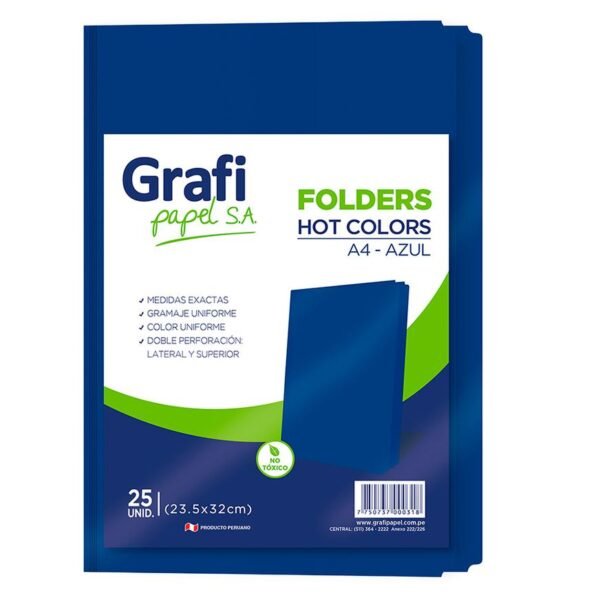 FILE MANILA A-4 COLOR AZUL PAQX25 UND - GRAFIPAPEL - NAVARRETE
